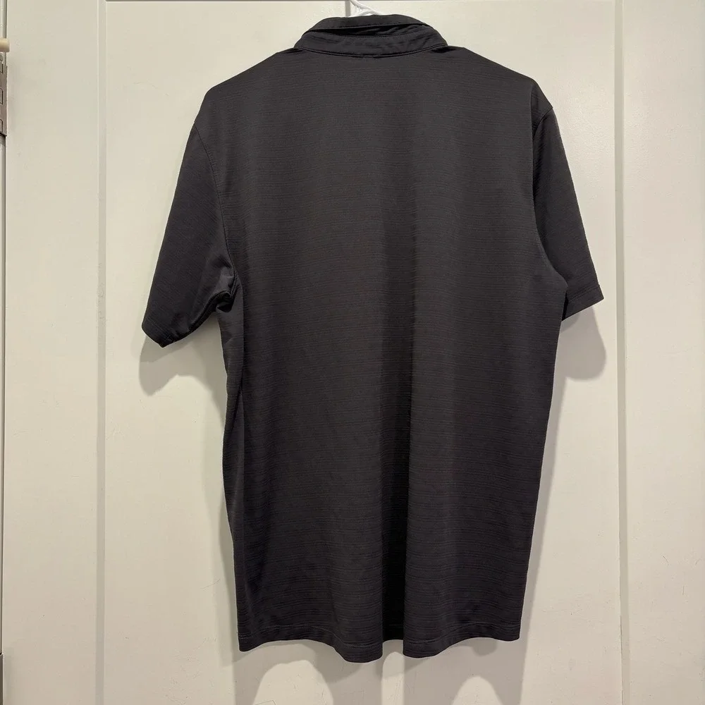 The North Face Mens Charcoal‎ Grey Textured Short Sleeve Polo Shirt Zip Pocket L
